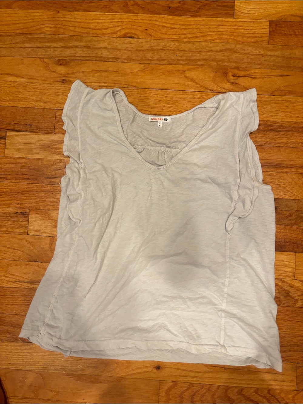 Sundry Light Blue Ruffle Sleeve Tank Top